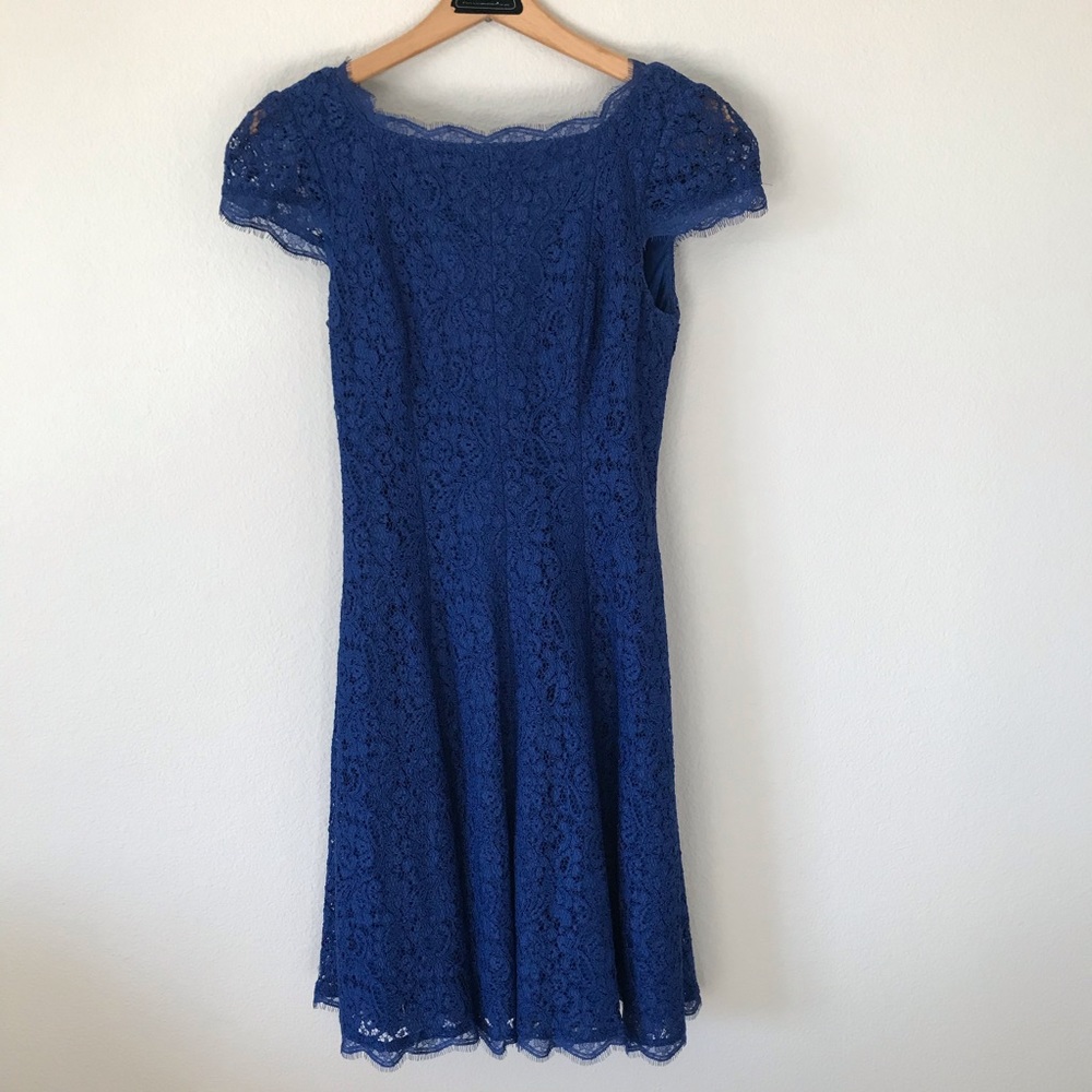 Adrianna Papell Blue lace formal dress